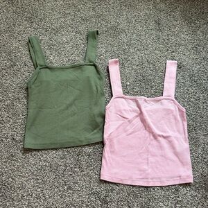 Two American Eagle cropped tanks